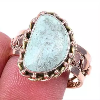 Натуральный тибетский драгоценный камень бирюза 925 пробы, одноцветное серебро, двухцветное кольцо, размер 10US H7Q76