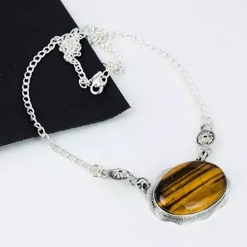 Натуральный тигровый глаз драгоценный камень ручной работы из стерлингового серебра 925 пробы гальванопластика ожерелье, тигровый глаз серебро для жены унисекс кулон подарки на День благодарения 20 коричневый