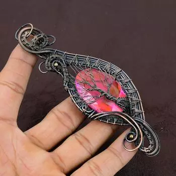 Натуральный TreeOfLife Кунцит, драгоценный камень, медная проволока, подарочная подвеска 5,51 дюйма, L9j49