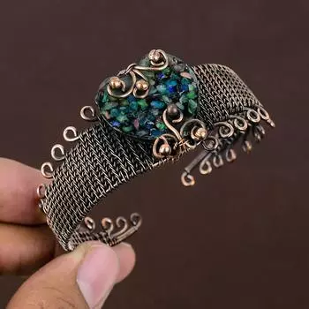 Натуральный тройной опал, драгоценный камень, браслет ручной работы из медной проволоки, регулируемый z6T95