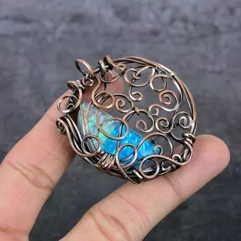 Натуральный тройной опал, драгоценный камень, медная проволока, подарочная ювелирная подвеска 2,36 дюйма q2i73