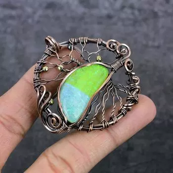 Натуральный тройной опал, драгоценный камень, медная проволока, подарочная ювелирная подвеска 2,17 дюйма, r5f99