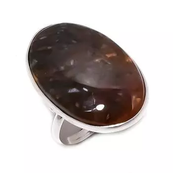 Натуральный трубчатый агат драгоценный камень 925 стерлингового серебра ювелирное кольцо размер 7 k5p13