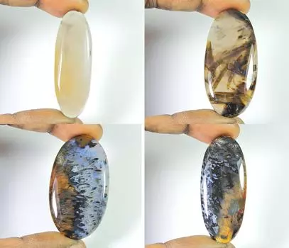 Натуральный турецкий агат овальный 4 шт кабошон россыпью драгоценных камней лот 48-50 мм RQ-1079