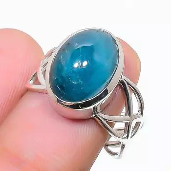 Натуральный турмалин Параиба, стерлинговое серебро 925 пробы, дизайнерское кольцо, размер 8, США 8 US