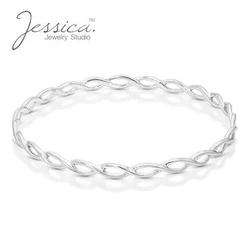 Натуральный твердый браслет из стерлингового серебра 925 пробы Бесконечность для женщин