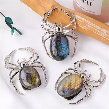 Натуральный удлиненный камень Каменный паук Орнамент Серый сплав Орнамент One Size