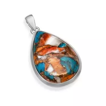 Натуральный устричный бирюзовый ободок, драгоценный камень, подвеска-капля из стерлингового серебра 925 пробы P-4519