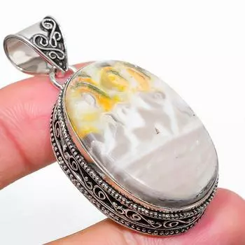 Натуральный винтажный кулон из стерлингового серебра 925 пробы с камнем шмель и яшмой 2,09 дюйма t6z49