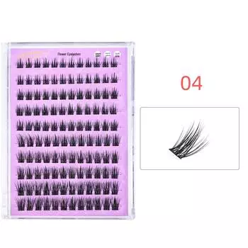 Натуральный завиток накладные ресницы - 10 рядов, одиночные пучки, черное основание