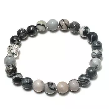 Натуральный зебровый яшмовый драгоценный камень, регулируемый браслет ручной работы Q0I43