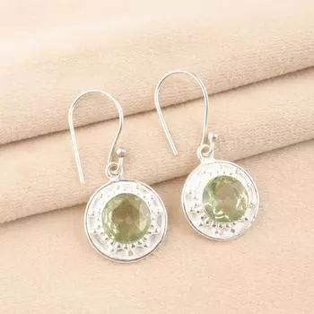 Натуральный зеленый аметист 925 стерлинговое серебро ручной работы модные серьги 1,5 EE-153-14