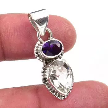 Натуральный зеленый аметист, аметист, кулон из цельного серебра 925 пробы, 1,25 дюйма Y5a81