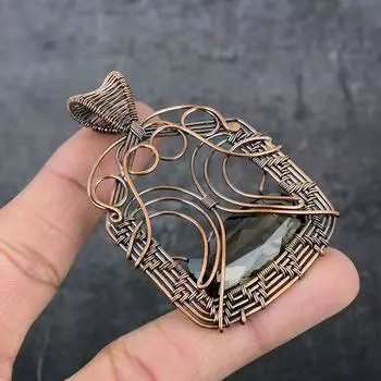 Натуральный зеленый аметист, драгоценный камень, медная проволока, подарочная ювелирная подвеска 2,76 дюйма m1D19