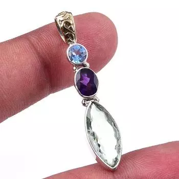 Натуральный зеленый аметист, подвеска из чистого серебра 925 пробы с аметистом 1,75 дюйма p2o41