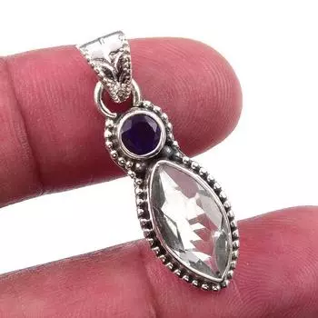 Натуральный зеленый аметист, подвеска из чистого серебра 925 пробы с аметистом 1,25 дюйма Z2j69