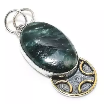 Натуральный зеленый авантюрин, двухцветный кулон из стерлингового серебра 925 пробы, 2,25 дюйма, i6G66