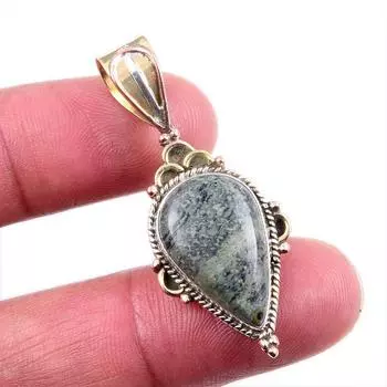 Натуральный зеленый драгоценный камень Питерсит 925 пробы, одноцветное серебро, двухцветный кулон 1,5 дюйма W4s00