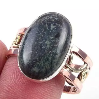 Натуральный зеленый драгоценный камень Питерсит из стерлингового серебра 925 пробы, двухцветное кольцо, размер 10 Y6I37