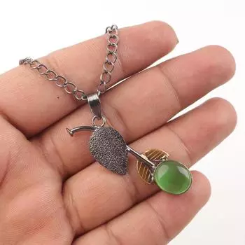 Натуральный зеленый камень кошачий глаз 925 стерлинговое серебро ювелирное изделие кулон ожерелье PP-55-30