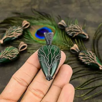 Натуральный зеленый лабрадорит, драгоценный камень, медная проволока, подарочная подвеска, 2,40 дюйма, a0L35