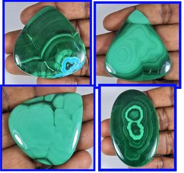 Натуральный зеленый малахит 4 шт. овальные грушевидные драгоценные камни ручной работы лот 43-55 мм RQ-975