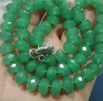 Натуральный зеленый нефрит разной огранки 5x8 мм, маленький круглый драгоценный камень, ожерелье из бисера, 18 дюймов