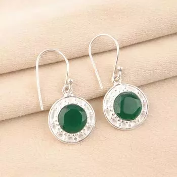 Натуральный зеленый оникс драгоценный камень 925 проба серебро штампованное ручной работы серьги уникальные украшения EE-153-19