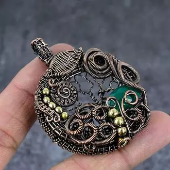 Натуральный зеленый оникс, драгоценный камень, медная проволока, подарочная ювелирная подвеска 2,44 дюйма, s1e98