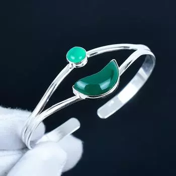Натуральный зеленый оникс драгоценный камень ручной работы манжета браслет 925 стерлинговое серебро манжета браслет, браслет с зеленым ониксом для жены, унисекс браслет, подарок на день рождения 7 зелёный