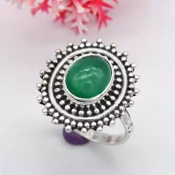 Натуральный зеленый оникс драгоценный камень стерлингового серебра 925 пробы ювелирные изделия ручной работы эффектное кольцо серебряное кольцо с драгоценным камнем 5 зелёный
