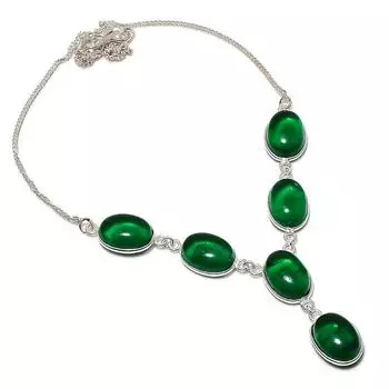 Натуральный зеленый оникс, ювелирное ожерелье из стерлингового серебра 925 пробы, 18 дюймов, U6g74