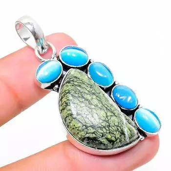 Натуральный зеленый опал с полосками, подвеска из стерлингового серебра 925 пробы с камнем Monalisa, 2,01 дюйма o0W88