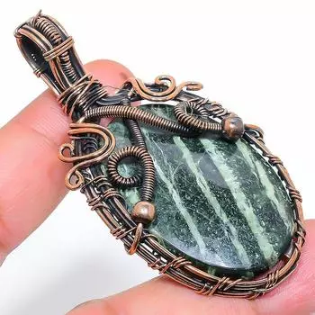 Натуральный зеленый швейцарский опал, драгоценный камень, медная проволока, подарочная подвеска 2,68 дюйма a2A00