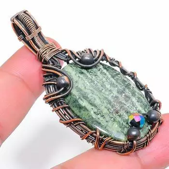 Натуральный зеленый швейцарский опал, драгоценный камень, медная проволока, подарочная подвеска, 2,56 дюйма, L9r22