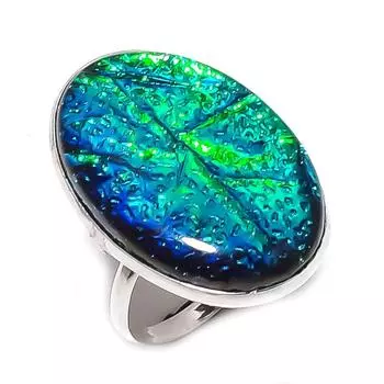 Натуральный зеленый триплет опал драгоценный камень 925 стерлингового серебра ювелирное кольцо размер 7 N2U89