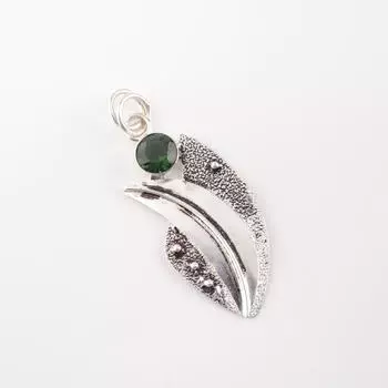 Натуральный зеленый турмалин драгоценный камень 925 стерлинговое серебро ювелирные изделия ручной работы кулон PP-36-50