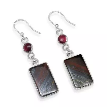 Натуральный железный тигровый глаз с крошечным розовым рубеллитом, стерлинговое серебро 925 пробы, висячие серьги ручной работы для женщин и девочек