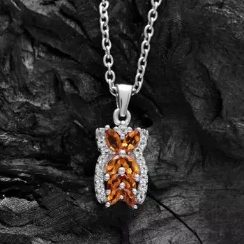 Натуральный желтый цитрин драгоценный камень AAA+ 925 стерлингового серебра бабочка кулон свадебное ожерелье для женщин M жёлтый