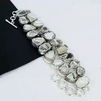 Натуральный желтый кружевной агат необработанный драгоценный камень ручной работы из стерлингового серебра 925 пробы, браслет с гальванопластикой, желтый кружевной агат необработанный браслет для жены, браслет унисекс 8 жёлтый