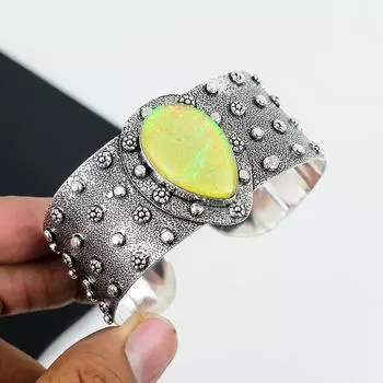 Натуральный желтый триплет опал драгоценный камень ручной работы браслет-манжета из стерлингового серебра 925 пробы, желтый триплет опал браслет, для жены, унисекс браслет, подарки для любви 6 жёлтый