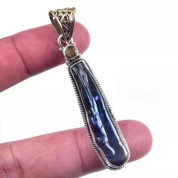 Натуральный жемчуг Бива, драгоценный камень перидот 925 пробы, подвеска из стерлингового серебра 2,50 дюйма Q9A58