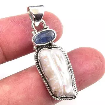 Натуральный жемчуг Бива, кианит, подвеска из стерлингового серебра 925 пробы, 1,50 дюйма, l9j21