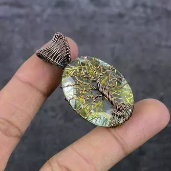 Натуральный золотой рутил, драгоценный камень, медная проволока, подарочная ювелирная подвеска 2,05 дюйма, G8g08