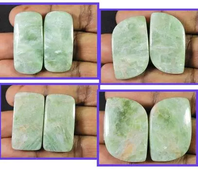 Натуральный золотой серафит 4 пары кабошонов россыпью драгоценный камень 32-37MM RQ-1029