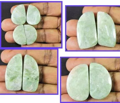 Натуральный золотой серафит микс 4 пары кабошонов россыпью драгоценный камень 25-35 мм RQ-1032