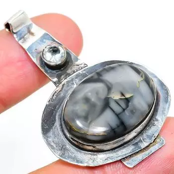 Natural Ocean Fume Agate, Topaz Gemstone 925 Sterling Silver Pendant 2.01 U5Y11