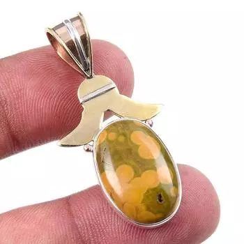 Natural Ocean Jasper 925 Solid Sterling Silver TwoTone Gift Pendant 1.50 a6g79