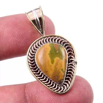 Natural Ocean Jasper 925 Solid Sterling Silver TwoTone Gift Pendant 1.50 R0L51