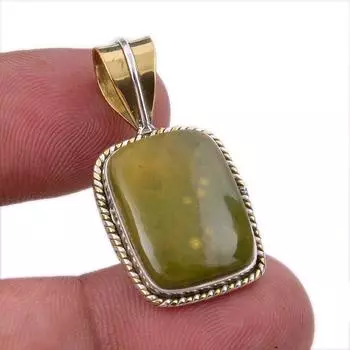 Natural Ocean Jasper 925 Solid Sterling Silver TwoTone Gift Pendant 1.50 Y7s74